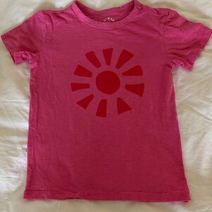 Primary Bright Pink Tee with Red Sun Graphic